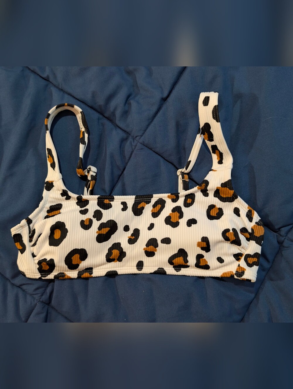 Xhilaration Leopard Print Ribbed Top - White/Tan/Black